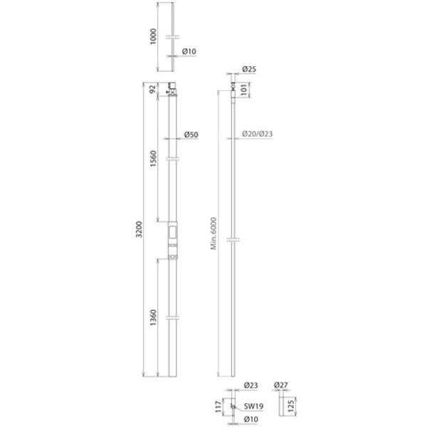 HVI Conductor D 23mm Cu w. support. tube L 3200mm a. air-term. rod L 1 image 2