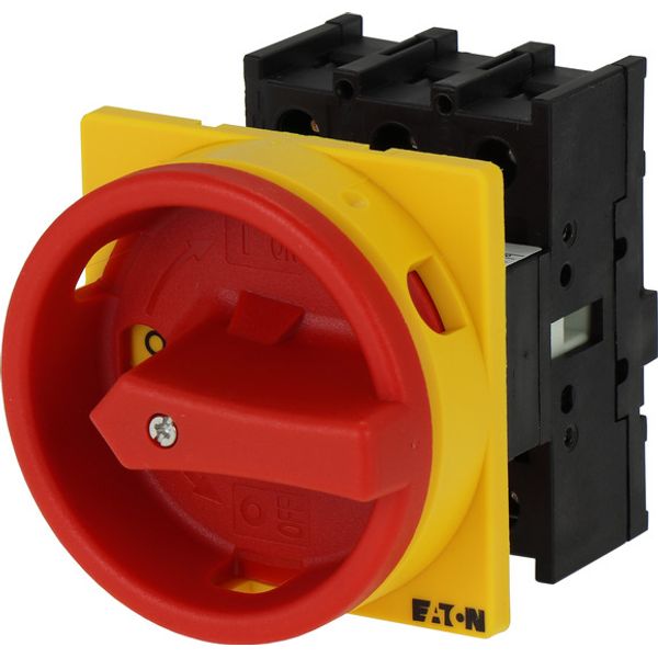 On-Off switch, P1, 40 A, flush mounting, 3 pole, Emergency switching off function, With red rotary handle and yellow locking ring, Lockable in the 0 ( image 3