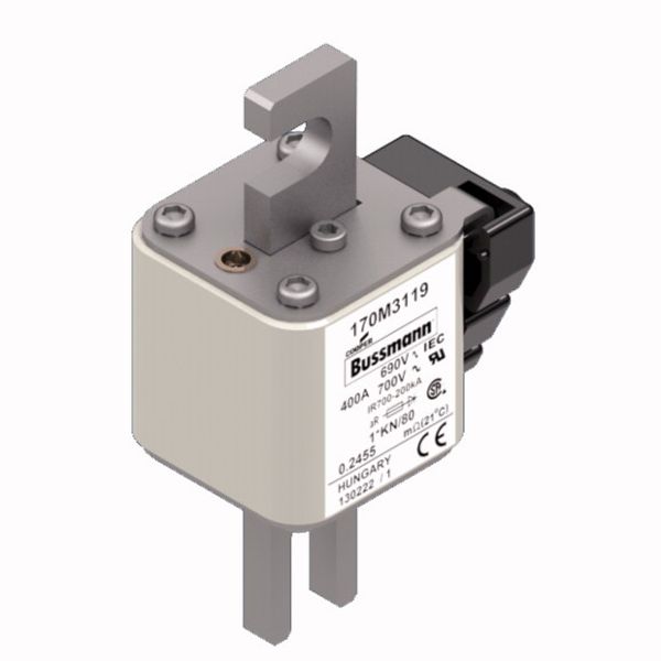 Fuse-link, high speed, 400 A, AC 690 V, compact DIN 1, 45 x 59 x 104 mm, aR, DIN, IEC, single indicator image 3