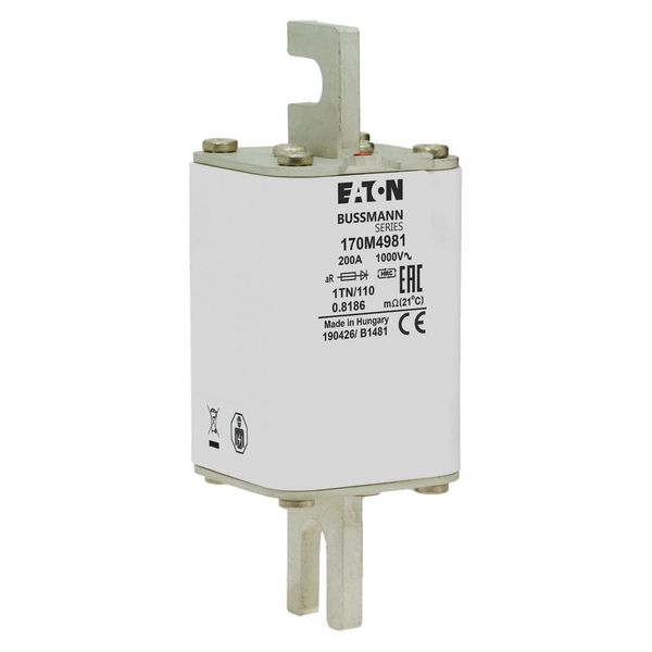 Fuse-link, high speed, 200 A, AC 1000 V, DIN 1, 51 x 69 x 138 mm, aR, DIN, IEC, type T indicator image 8