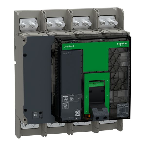 Circuit breaker, ComPacT NS1250N, 50kA at 415VAC, 4P, fixed, manually operated, MicroLogic 2.0 control unit, 1250A image 1
