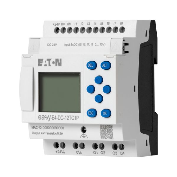 Control relays easyE4 with display (expandable, Ethernet), 24 V DC, Inputs Digital: 8, of which can be used as analog: 4, push-in terminal image 10