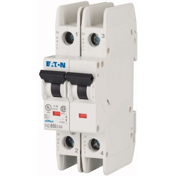 Miniature circuit breaker (MCB), 50 A, 2p, characteristic: B, NA image 3