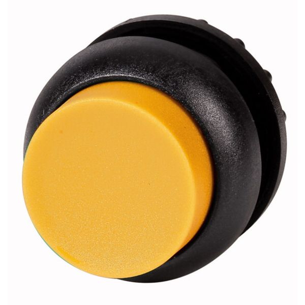Illuminated pushbutton actuator, RMQ-Titan, Extended, maintained, yellow, Blank, Bezel: black image 1