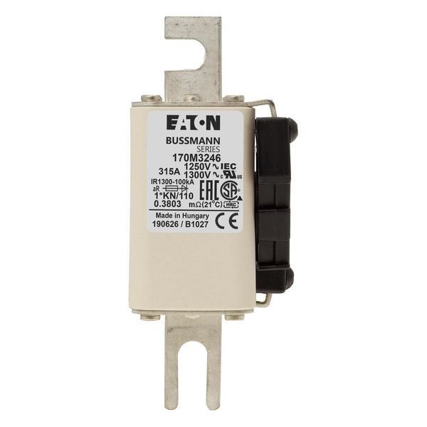 Fuse-link, high speed, 315 A, AC 1250 V, compact size 1, 45 x 58 x 138 mm, aR, DIN, IEC, type K indicator image 15