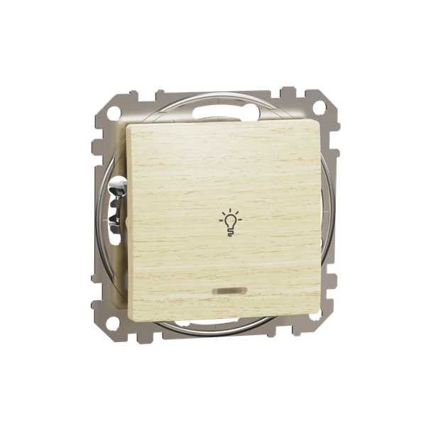 Sedna Design & Elements, 1-way Push-Button 10A Lamp Symbol, professional, wood birch image 5