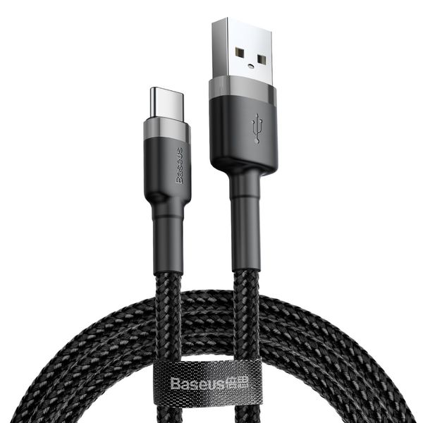 Cable USB A plug - USB C plug 0.5m QC3.0 gray+black BASEUS image 1