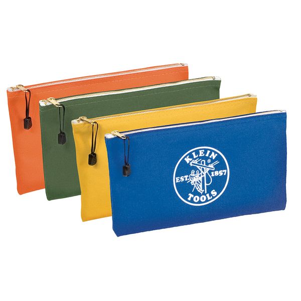 Zipper Bags, Canvas Tool Pouches Olive/Orange/Blue/Yellow, 4-Pack image 1