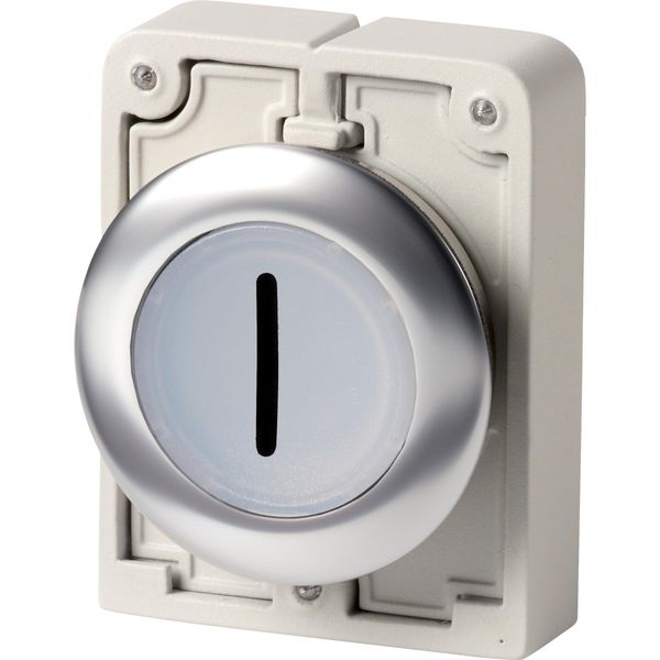 Illuminated pushbutton actuator, RMQ-Titan, flat, maintained, White, inscribed, Front ring stainless steel image 3