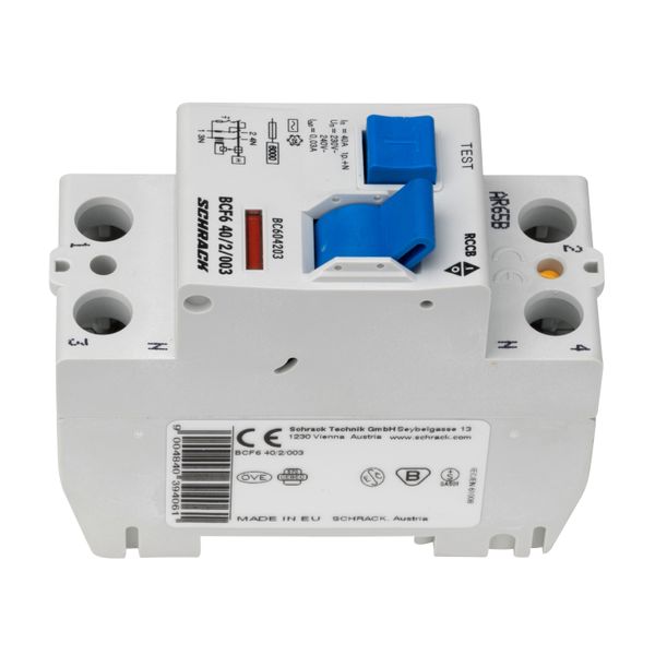 Residual current circuit breaker 40A, 2-p, 30mA,type AC, 6kA image 9