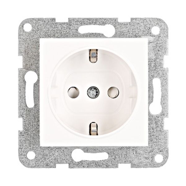 Socket outlet with safety shutter, screw clamps, white image 1