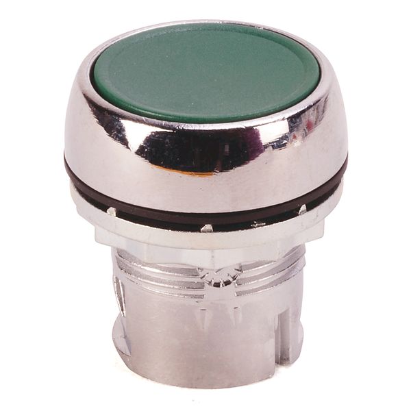 Push Button, Flush, Green, Momentary, Non-Illuminated, Metal, 22.5mm image 1