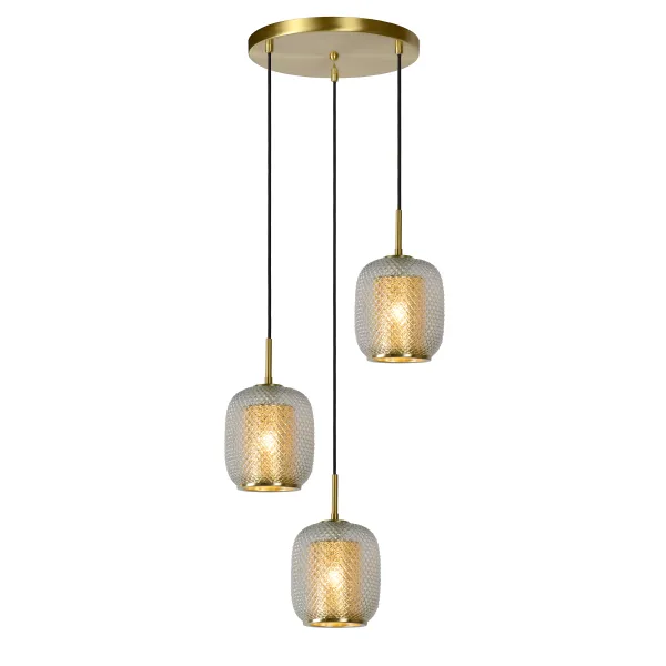 Lucide AGATHA - Pendant light - Ø 35 cm - 3xE27 - Matt Gold / Brass image 1