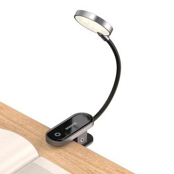 Baseus mini LED reading lamp with clip, 3W, 4000K, gray image 2