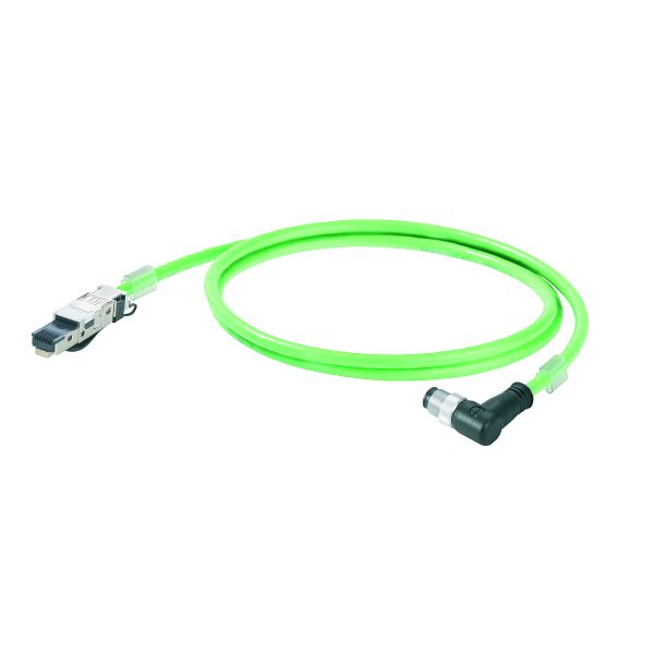 PROFINET Cable (assembled), M12 D-code – IP 67 angled pin, RJ45 IP 20, image 1