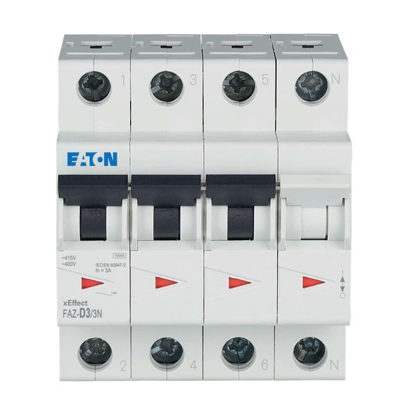 Miniature circuit breaker (MCB), 3 A, 3p+N, characteristic: D image 5