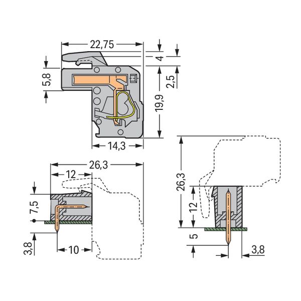 1-conductor female connector, angled CAGE CLAMP® 2.5 mm² gray image 4