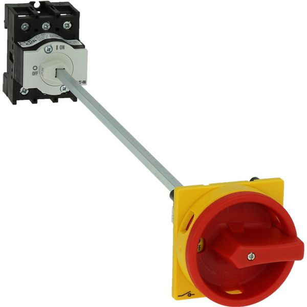 Main switch, P1, 40 A, rear mounting, 3 pole, Emergency switching off function, With red rotary handle and yellow locking ring, Lockable in the 0 (Off image 2