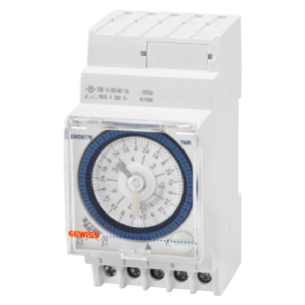 WEEKLY TIME SWITCH - CHARGE RESERVE 150H - 1 CHANGEOVER CONTACT - 2.5 MODULES image 1