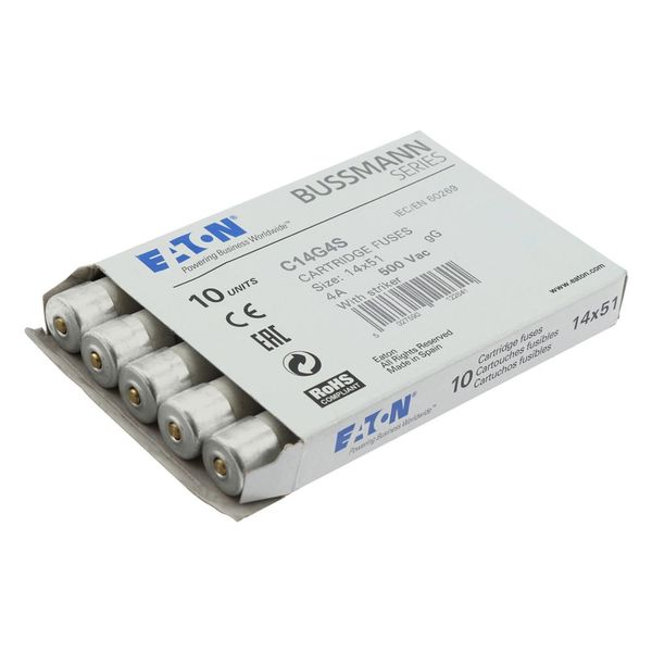 Fuse-link, LV, 4 A, AC 500 V, 14 x 51 mm, gL/gG, IEC, with striker image 13