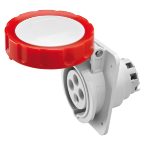 10° ANGLED FLUSH-MOUNTING SOCKET-OUTLET HP - IP66/IP67 - 3P+E 16A 380-415V 50/60HZ - RED - 6H - SCREW WIRING image 1