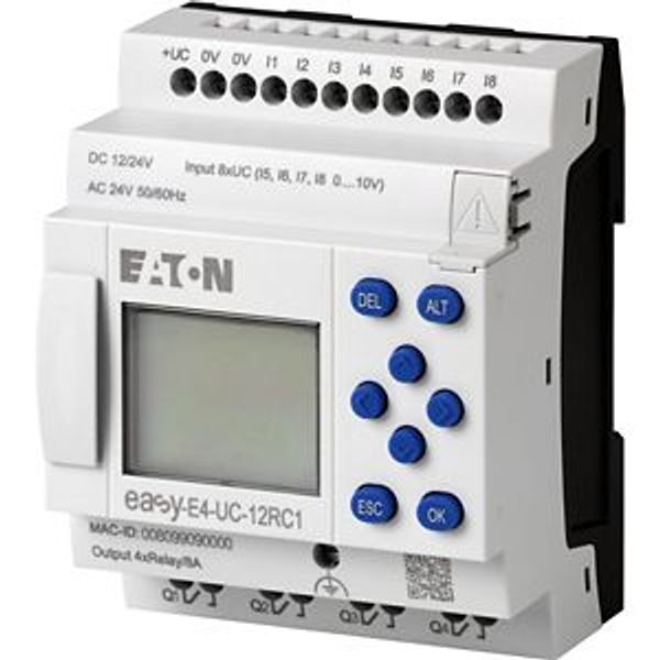 Control relays easyE4 with display (expandable, Ethernet), 12/24 V DC, 24 V AC, Inputs Digital: 8, of which can be used as analog: 4, screw terminal image 13