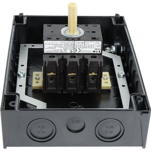 Main switch, P3, 63 A, surface mounting, 3 pole, STOP function, With black rotary handle and locking ring, Lockable in the 0 (Off) position, with asse image 39