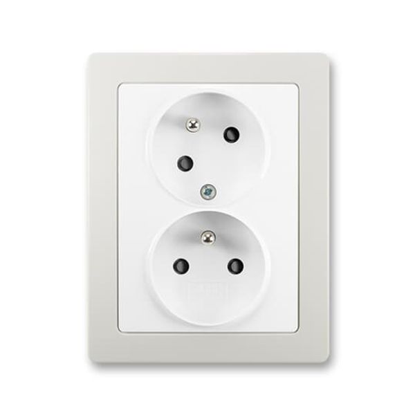 5513J-C02357 B1S1 Double socket outlet with earthing pins, shuttered, with turned upper cavity image 1