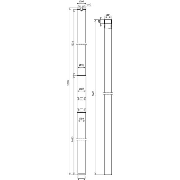 Separable supporting tube D 50mm M10 L 6200mm  GRP/Al               -K image 2