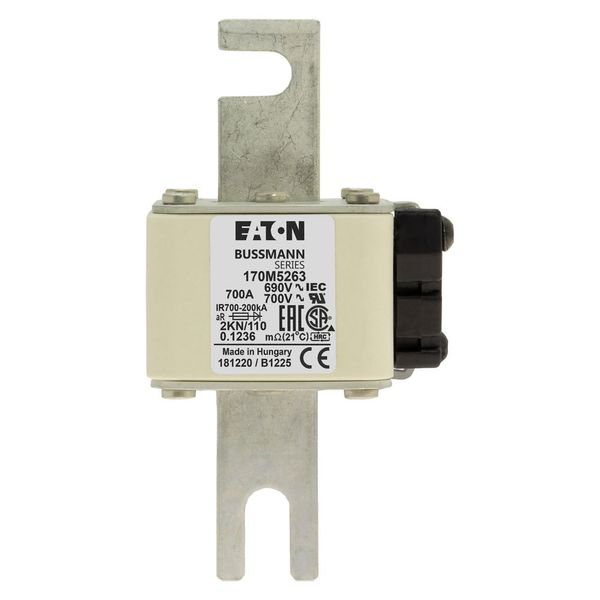 Fuse-link, high speed, 700 A, AC 690 V, DIN 2, 61 x 77 x 138 mm, aR, DIN, IEC, single indicator image 15