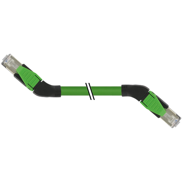 RJ45 45° right/RJ45 45° right PUR 1x4xAWG22 shielded gn+dragch 0.2m image 1