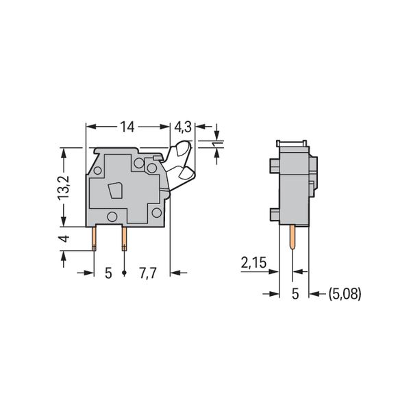 Stackable PCB terminal block push-button 2.5 mm² light gray image 4