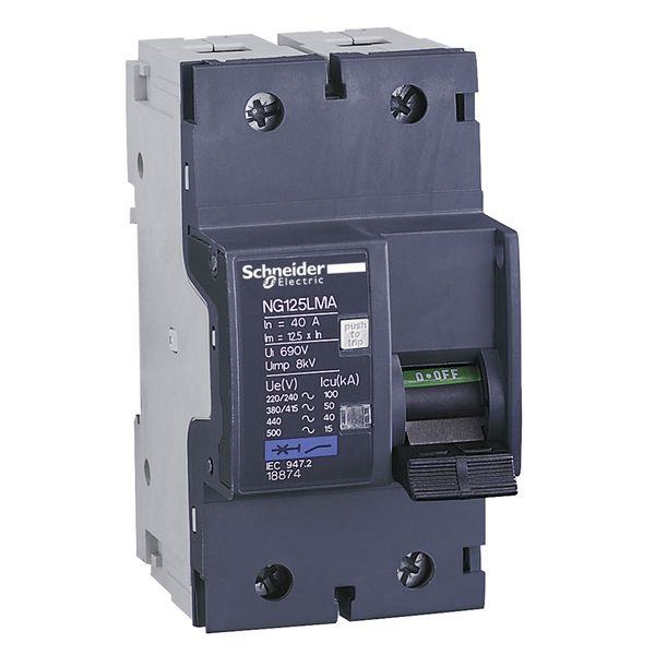 Miniature circuit-breaker, Acti9 NG125LMA, 2P, 6.3 A, MA curve, 50 kA (IEC 60947-2) image 2