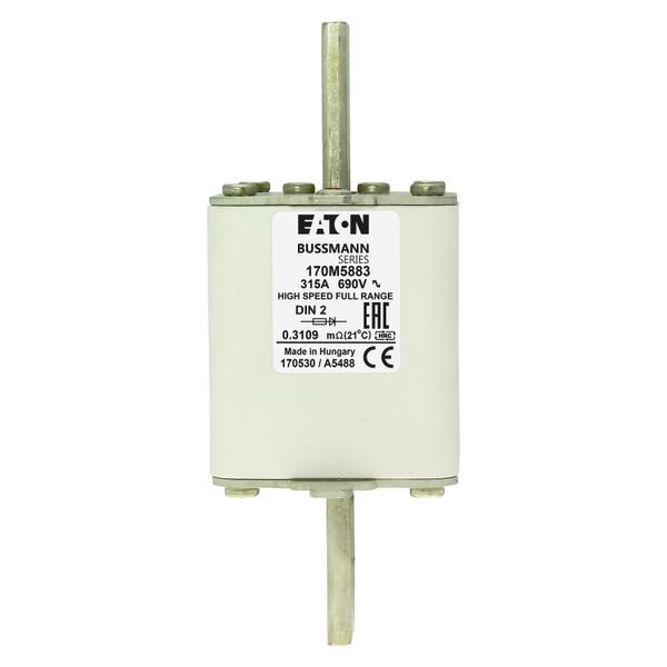 Fuse-link, high speed, 315 A, AC 690 V, DIN 2, 60 x 74 x 150 mm, gR, DIN, IEC, single indicator image 22