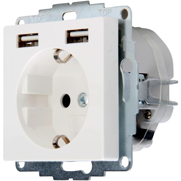 Earthed socket outlet with built-in USB image 1