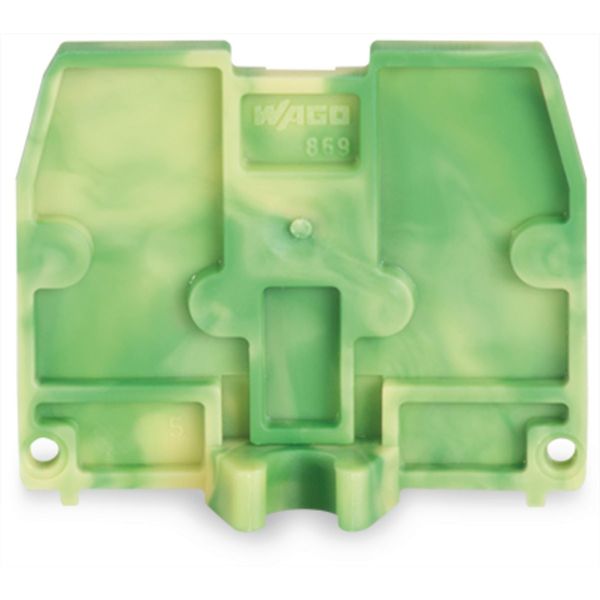 End plate with fixing flange M4 2.5 mm thick green-yellow image 2