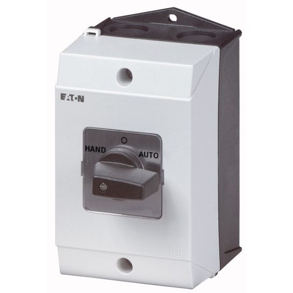 Reversing switches, T3, 32 A, surface mounting, 3 contact unit(s), Contacts: 5, 45 °, momentary, With 0 (Off) position, with spring-return from both d image 1