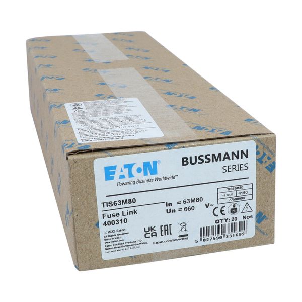 Fuse-link, LV, 63 A, AC 660 V, DC 460 V, BS88/A3, 22 x 86 mm, gM, BS, 63M80 image 16