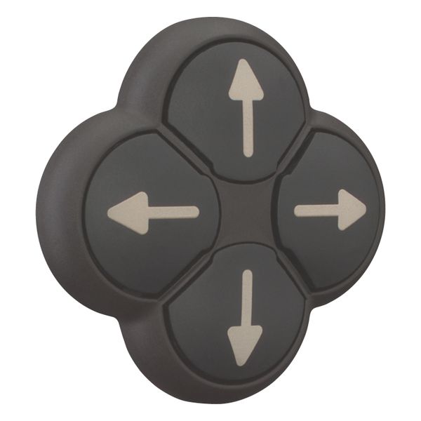 Position pushbutton, RMQ-Titan, Actuators non-flush, momentary, 4-fold, opposing pushbuttons mechanically interlocked, Bezel: black, arrow up image 7