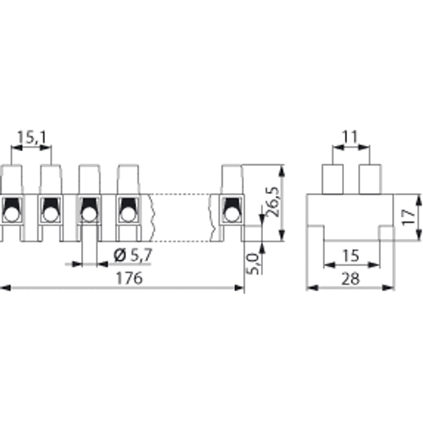 KB612.05 | Terminal strip 612.05SP-AK 5p 16mm² foot image 1