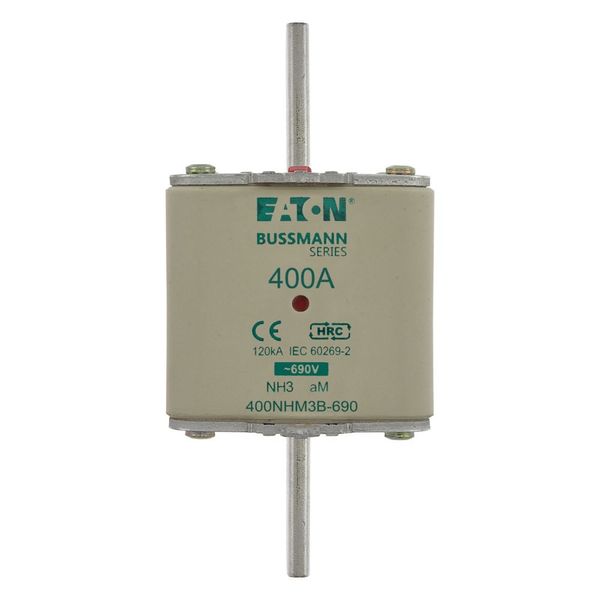 Fuse-link, LV, 400 A, AC 690 V, NH3, aM, IEC, dual indicator, live gripping lugs image 10