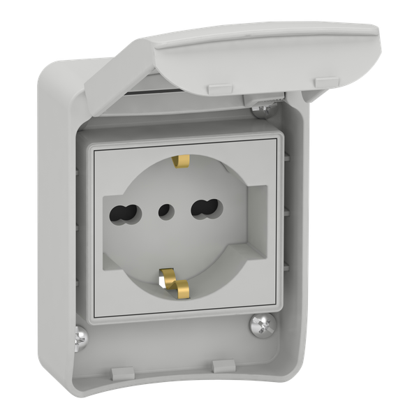 PratiKa socket - grey - 2P + E - 10/16 A - 250 V - Italian - IP65 - surface image 4