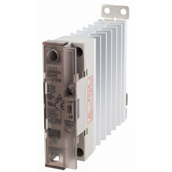 Solid state relay, 1 phase, 15A 100-240 VAC, with heat sink, DIN rail image 2