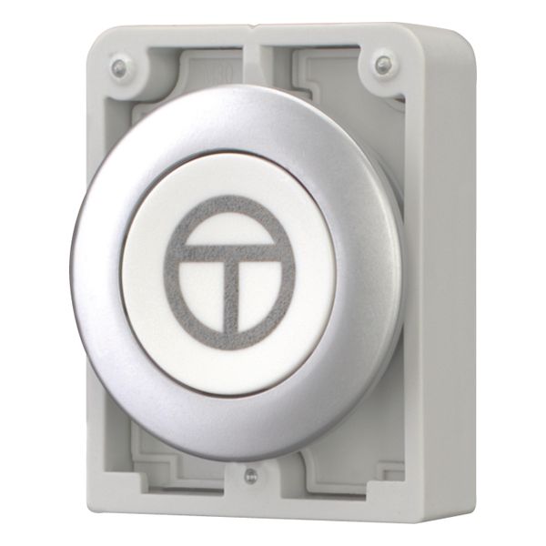 Pushbutton, RMQ-Titan, Flat, momentary, White, inscribed, Metal bezel, ON/OFF image 4