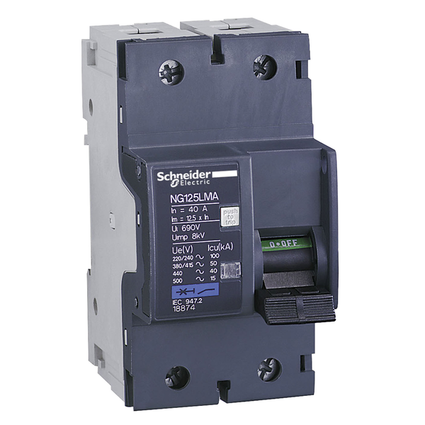 Miniature circuit-breaker, Acti9 NG125LMA, 2P, 25 A, MA curve, 50 kA (IEC 60947-2) image 4