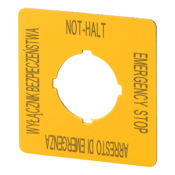Label, emergency switching off, HxW=50x50mm, yellow, PL, EN, DE, IT image 3