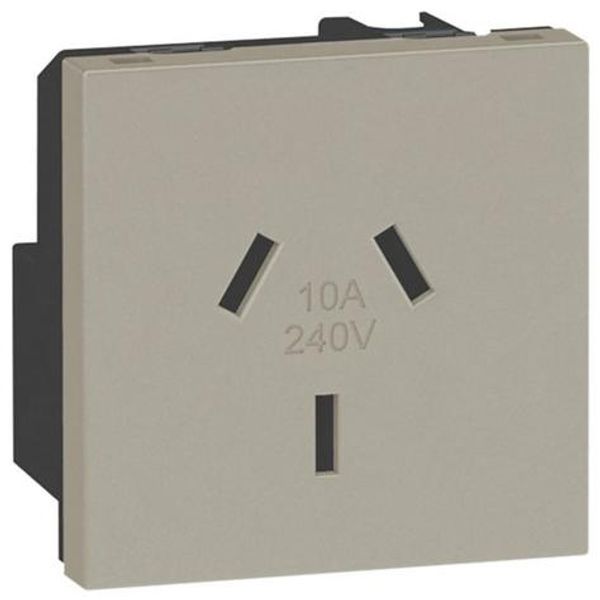 Socket Arteor - Australian - 10 A - 2P+E auto-switched - shuttered - 2 modules - champagne image 1