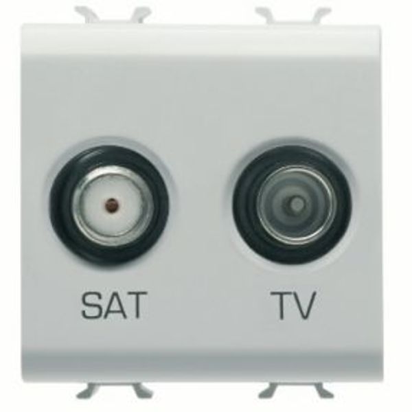 TV-SAT SOCKET-OUTLET - DIRECT - 2 MODULES - GLOSSY WHITE - ANTIBACTERIAL - CHORUSMART image 1