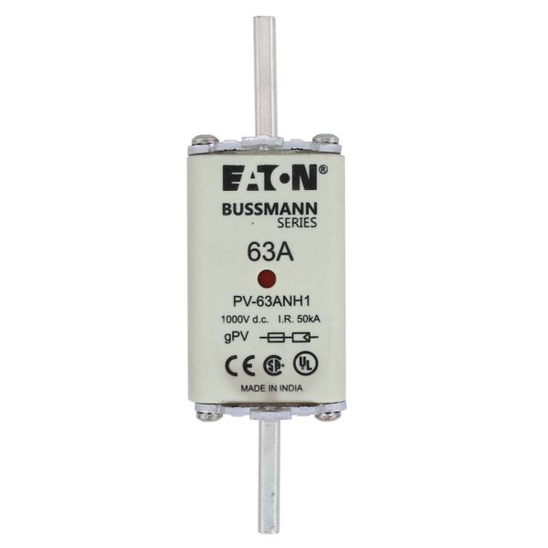 Fuse-link, high speed, 63 A, DC 1000 V, NH1, gPV, UL PV, UL, IEC, dual indicator image 26