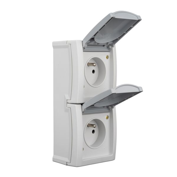 Vertical combination two-gang pin socket outlet, VISIO IP54 image 2